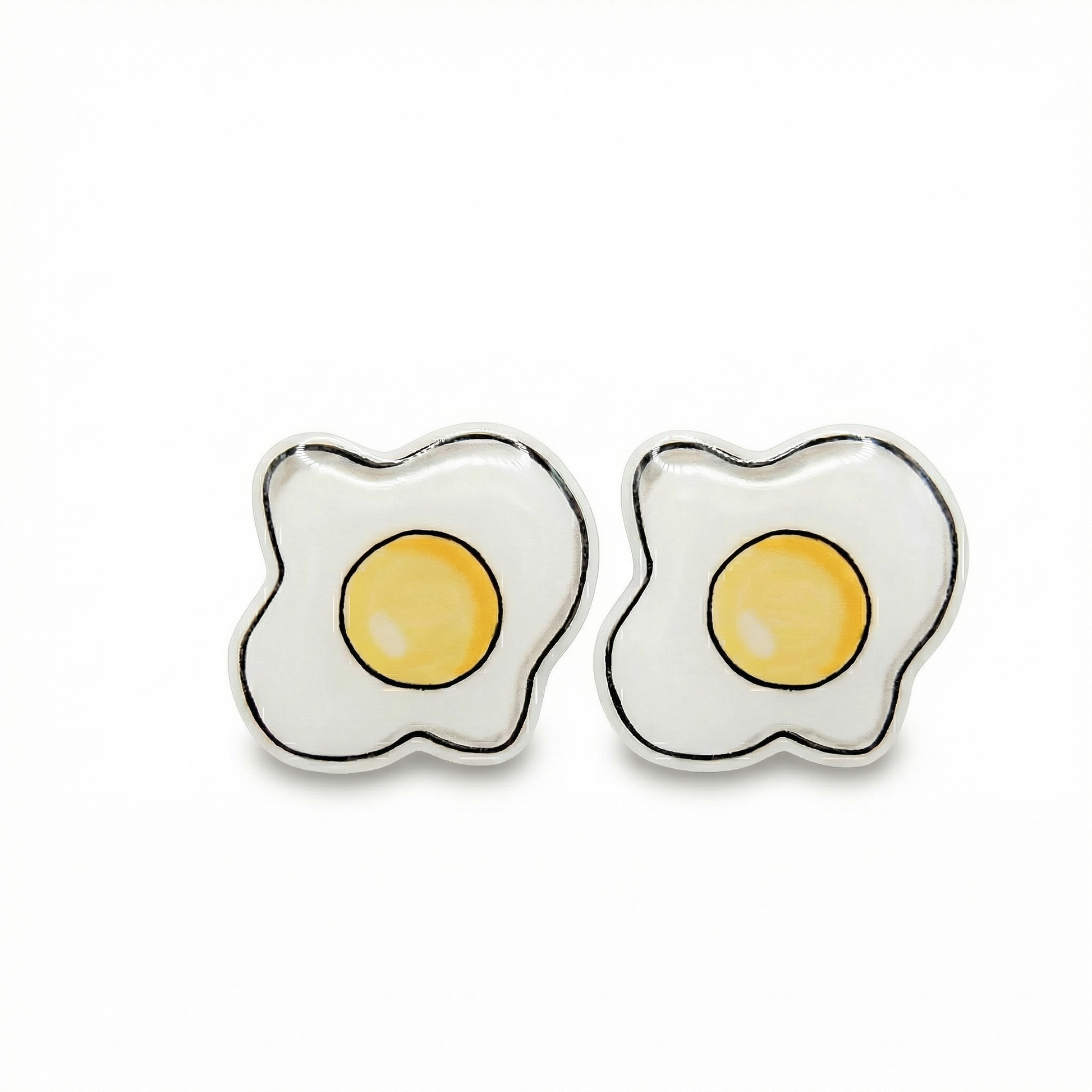 fried egg stud earrings with hypoallergenic titanium posts - nickel-free for sensitive ears, cute gift