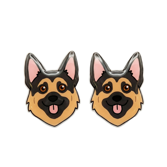 german shepherd black & tan stud earrings with hypoallergenic titanium posts - nickel-free for sensitive ears, cute gift