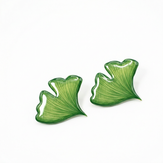 ginkgo leaf stud earrings with hypoallergenic titanium posts - nickel-free for sensitive ears, cute gift