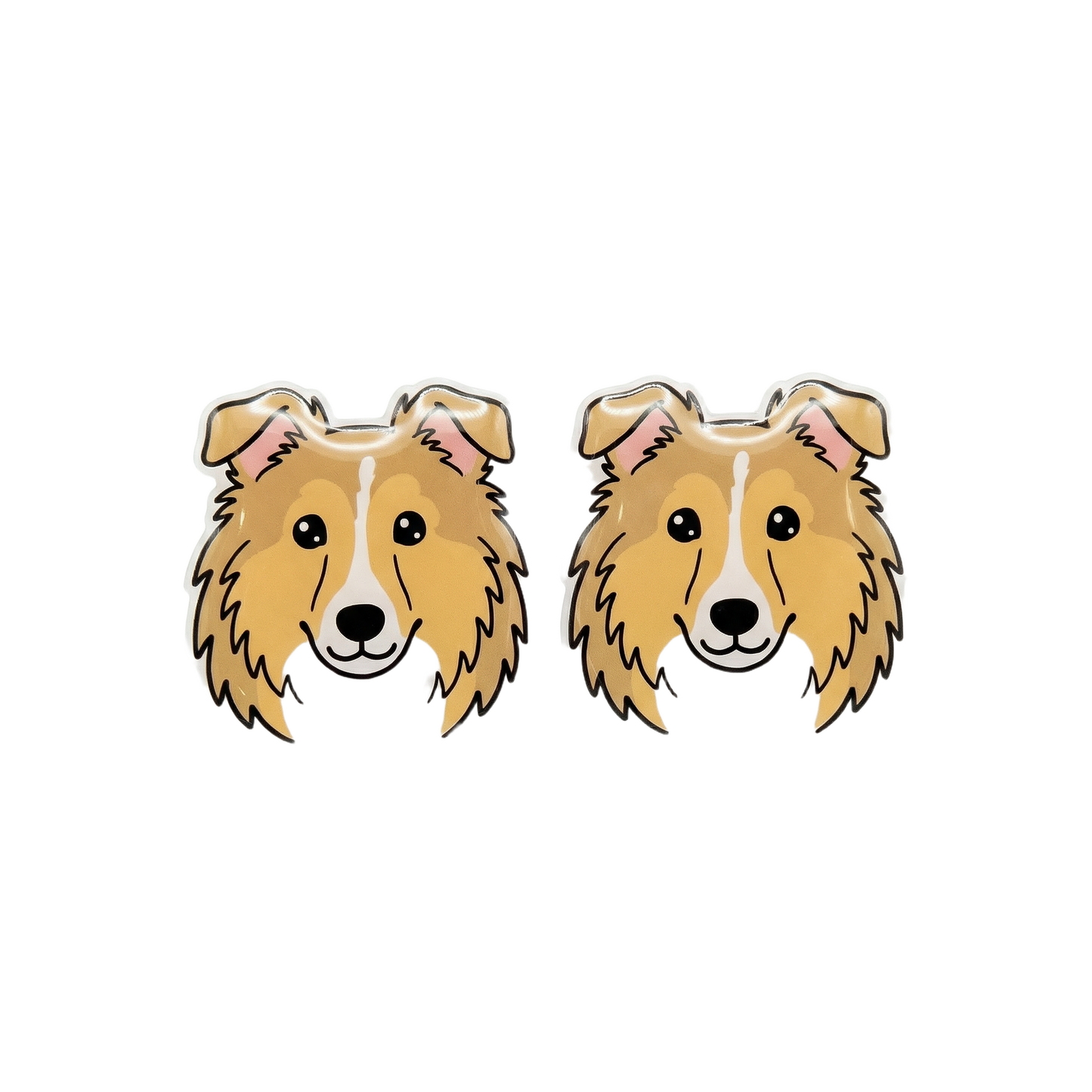 golden sheltie titanium stud earrings with hypoallergenic titanium posts - nickel-free for sensitive ears, cute gift
