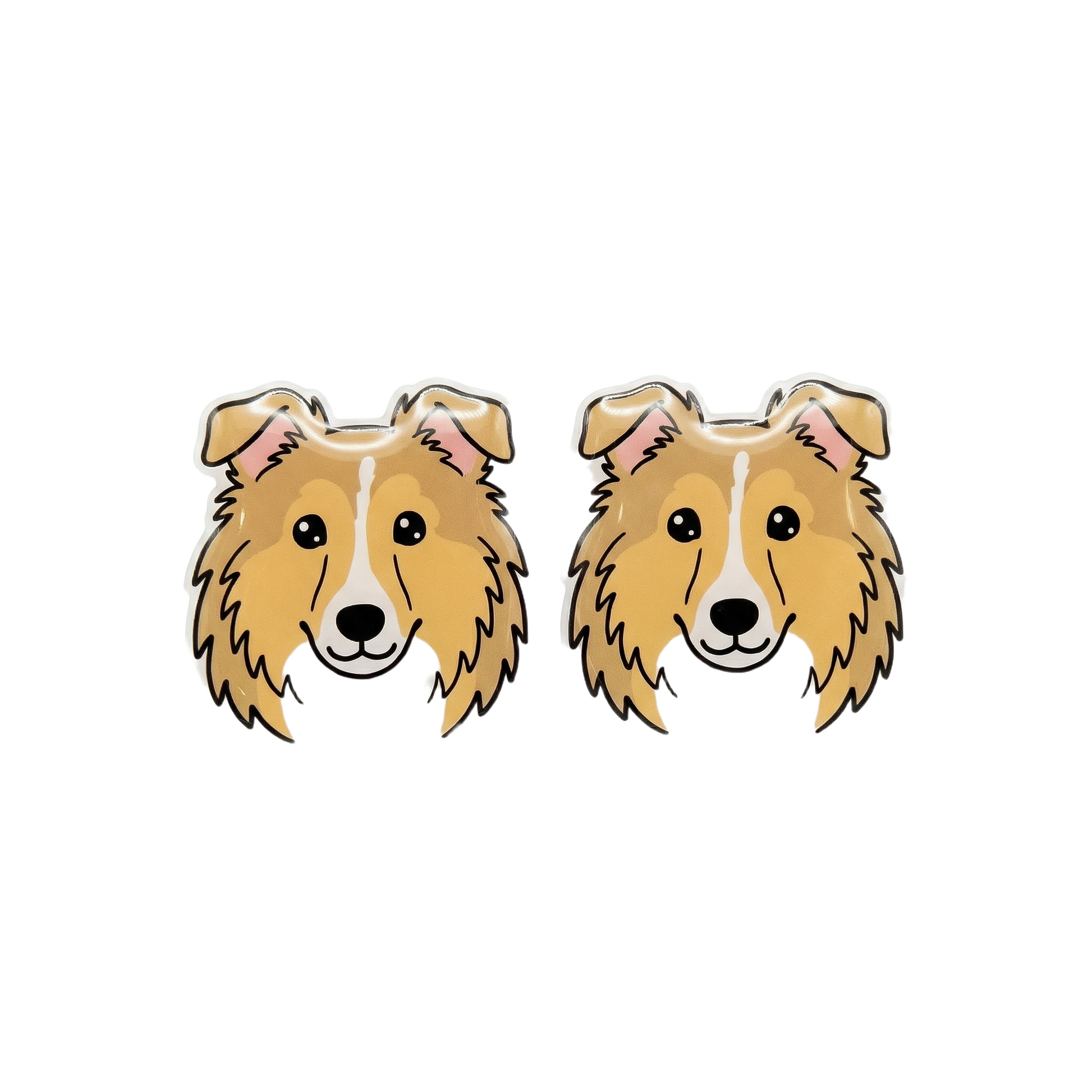 golden sheltie titanium stud earrings with hypoallergenic titanium posts - nickel-free for sensitive ears, cute gift