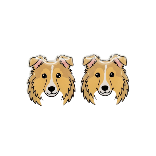 golden sheltie titanium stud earrings with hypoallergenic titanium posts - nickel-free for sensitive ears, cute gift