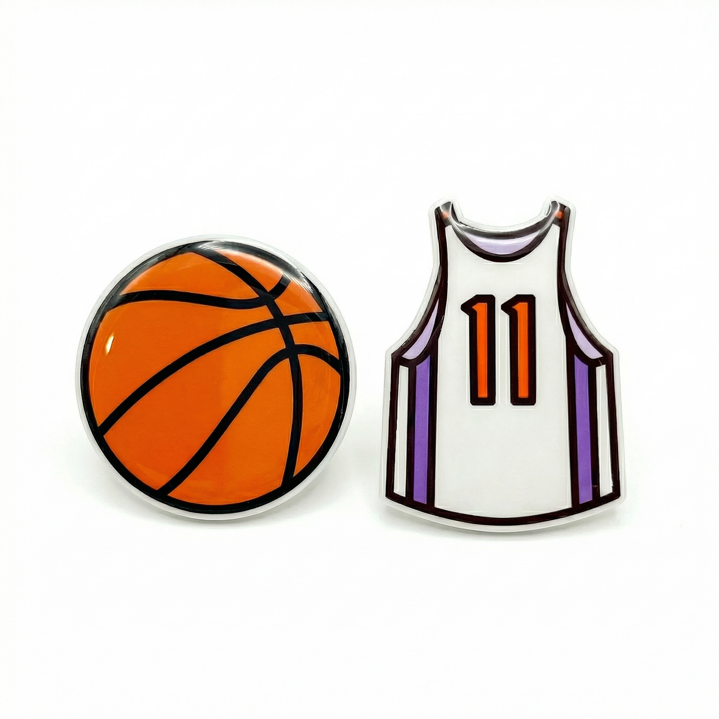 basketball jersey & ball (mismatch pair) stud earrings with hypoallergenic titanium posts - nickel-free for sensitive ears, cute gift