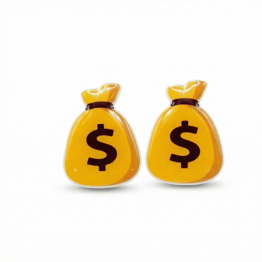 money bag stud earrings with hypoallergenic titanium posts - nickel-free for sensitive ears, cute gift