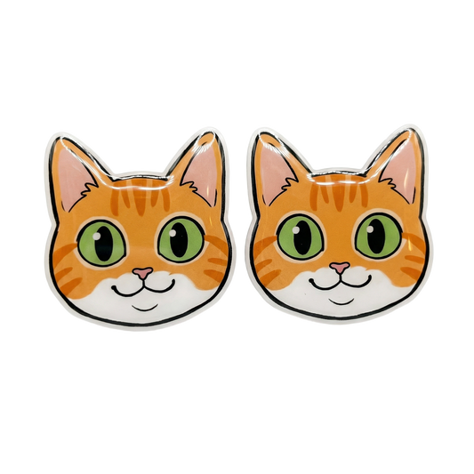 orange tabby cat stud earrings with hypoallergenic titanium posts - nickel-free for sensitive ears, cute gift