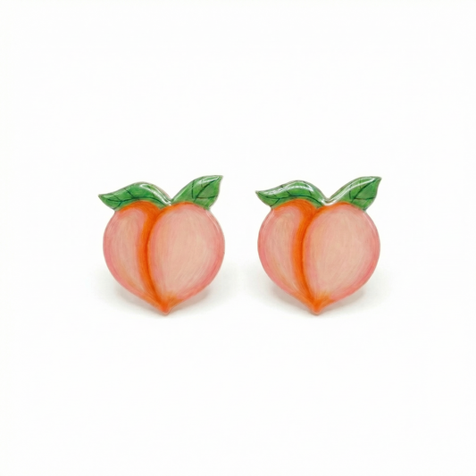 peach titanium stud earrings with hypoallergenic titanium posts - nickel-free for sensitive ears, cute gift