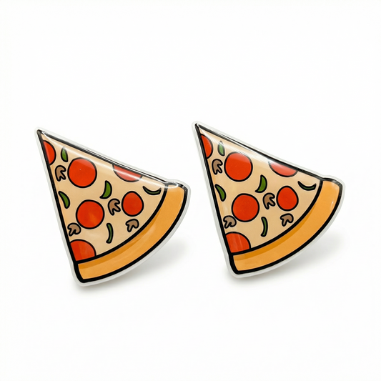 pizza slice stud earrings with hypoallergenic titanium posts - nickel-free for sensitive ears, cute gift