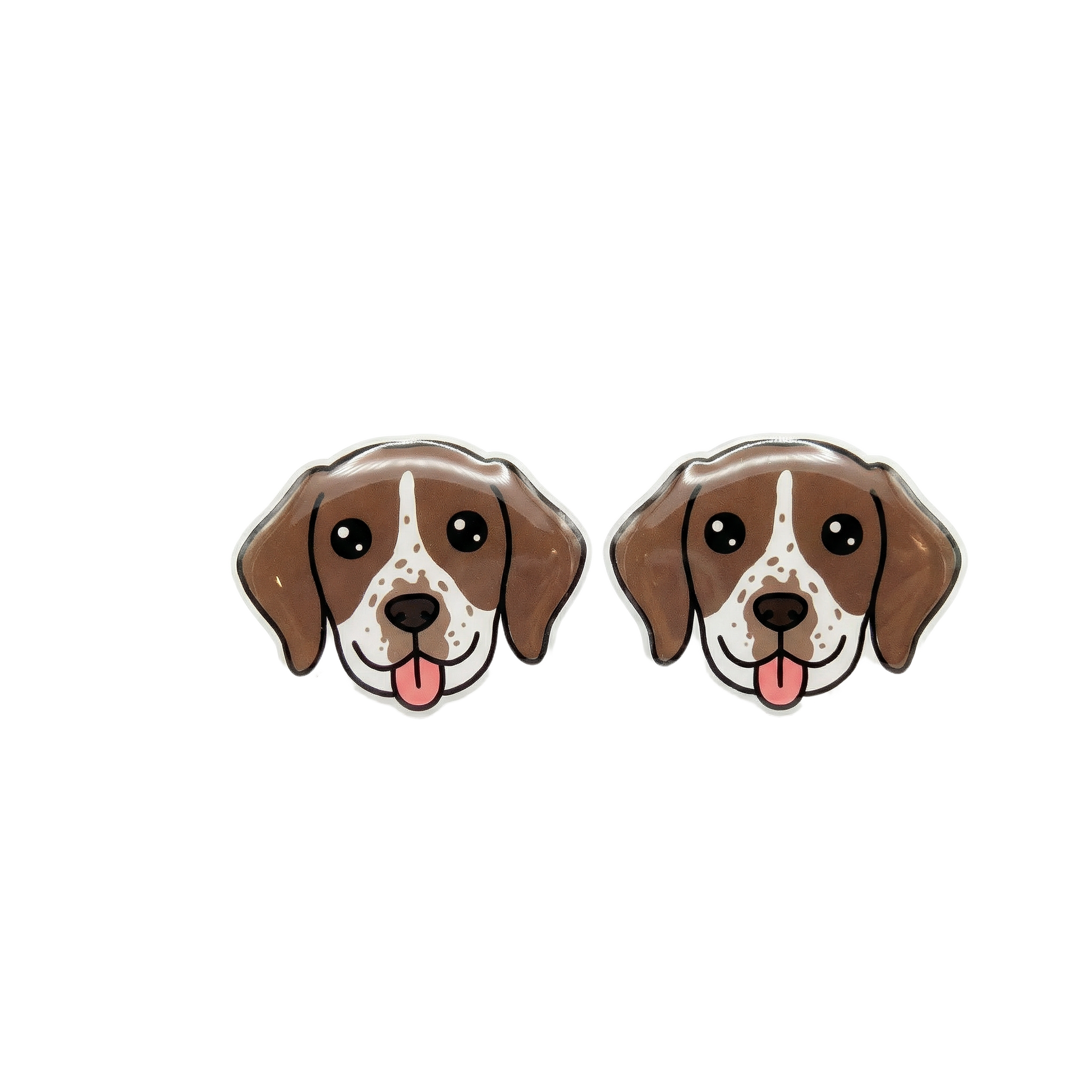 pointer brown & white stud earrings with hypoallergenic titanium posts - nickel-free for sensitive ears, cute gift