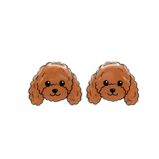 poodle apricot stud earrings with hypoallergenic titanium posts - nickel-free for sensitive ears, cute gift