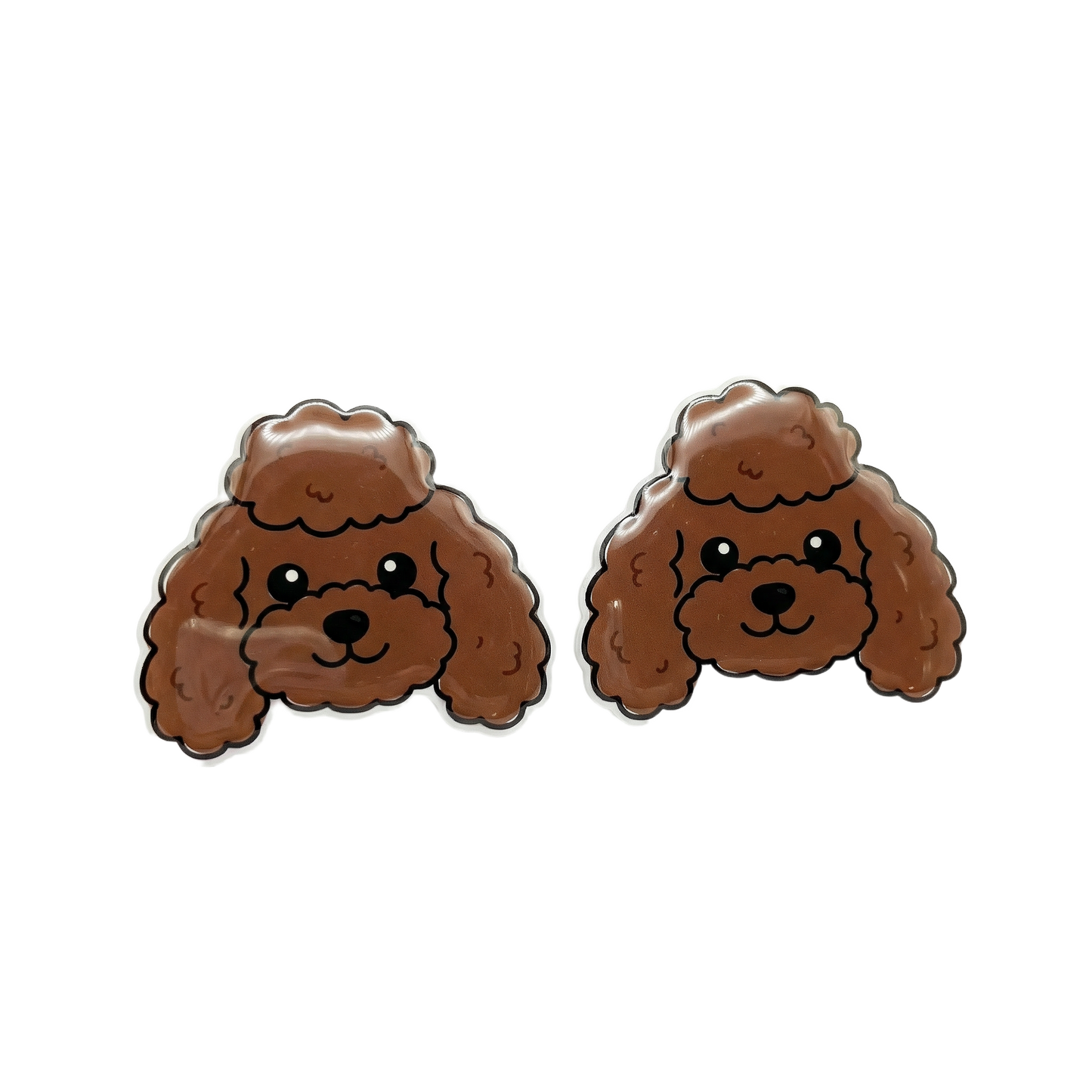 poodle dark brown stud earrings with hypoallergenic titanium posts - nickel-free for sensitive ears, cute gift