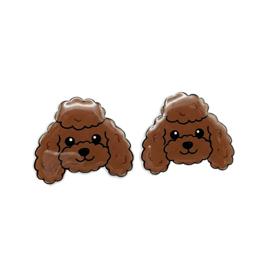 poodle dark brown stud earrings with hypoallergenic titanium posts - nickel-free for sensitive ears, cute gift