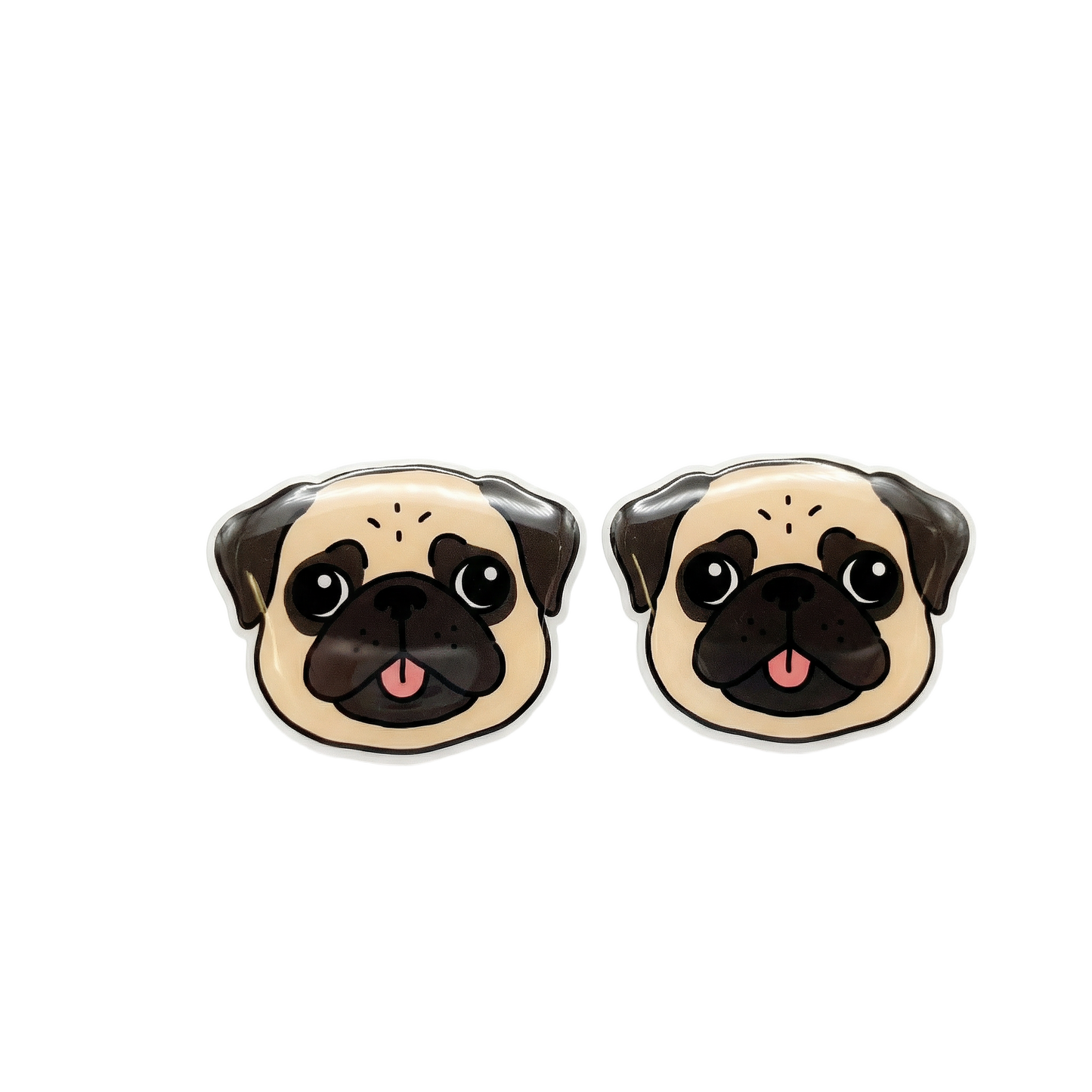 pug fawn stud earrings with hypoallergenic titanium posts - nickel-free for sensitive ears, cute gift