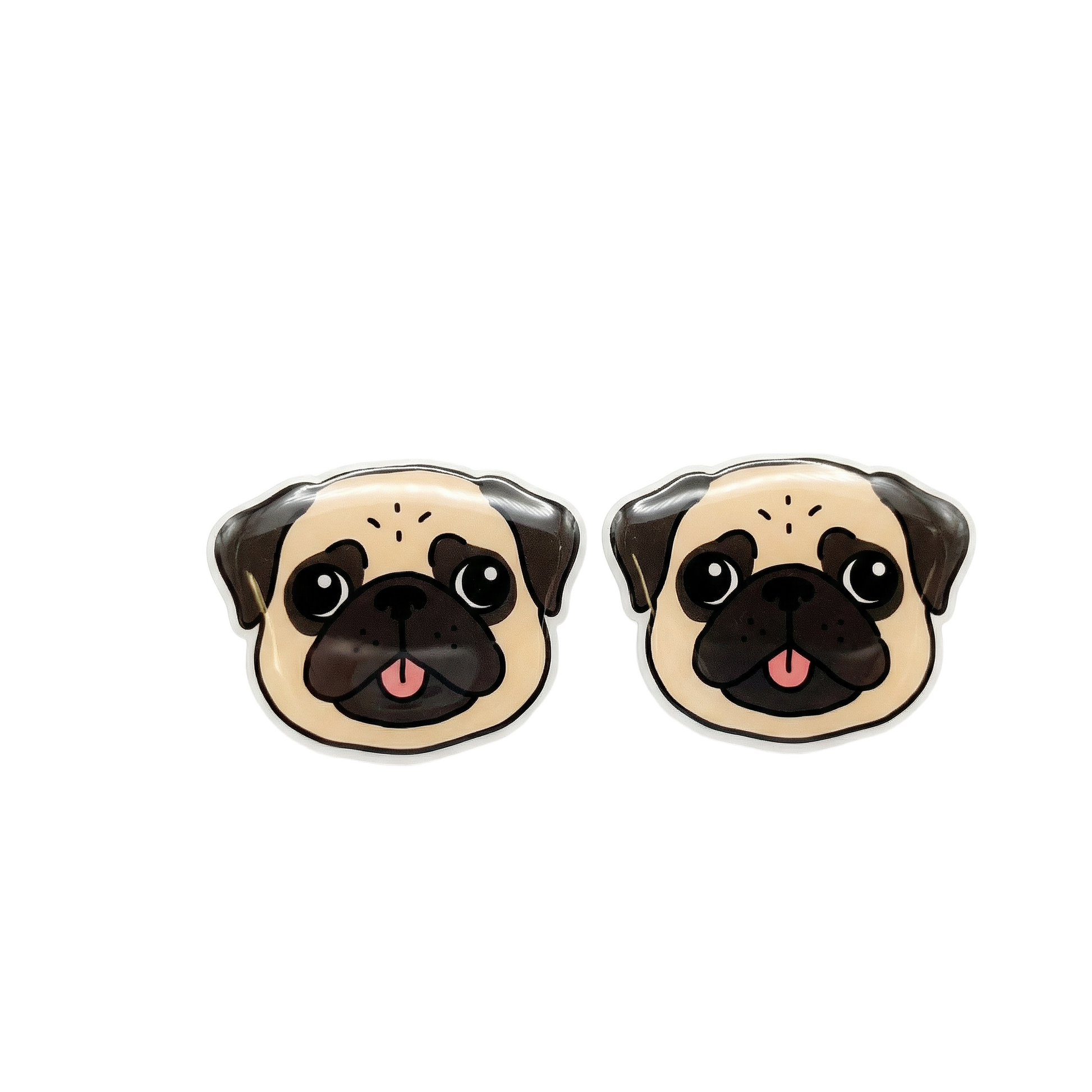 pug fawn stud earrings with hypoallergenic titanium posts - nickel-free for sensitive ears, cute gift