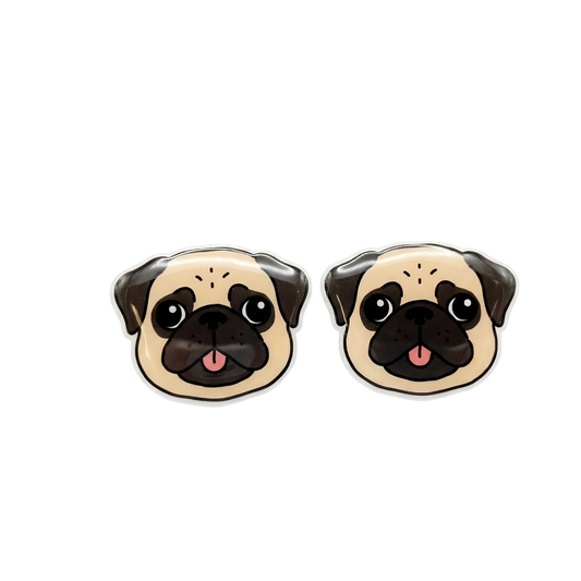 pug fawn stud earrings with hypoallergenic titanium posts - nickel-free for sensitive ears, cute gift