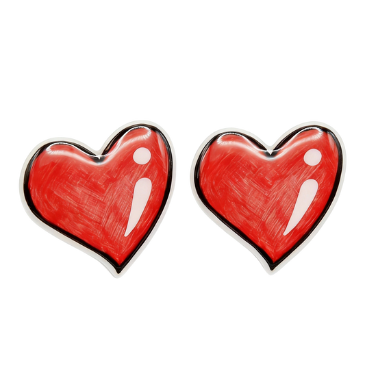 red heart stud earrings with hypoallergenic titanium posts - nickel-free for sensitive ears, cute gift