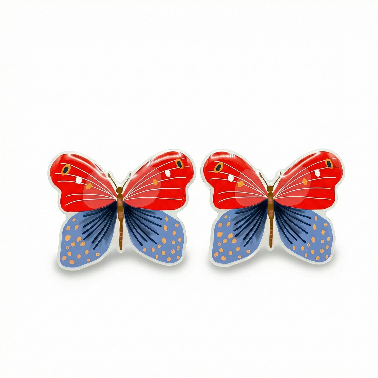 Red Blue titanium post earrings