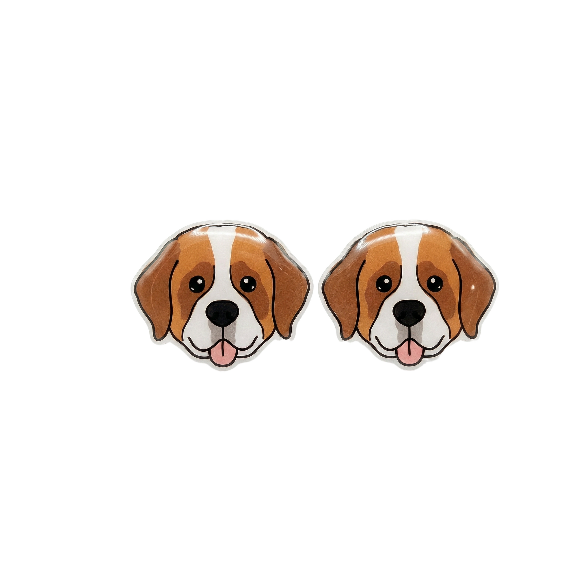 saint bernard brown & white titanium stud earringss with hypoallergenic titanium posts - nickel-free for sensitive ears, cute gift