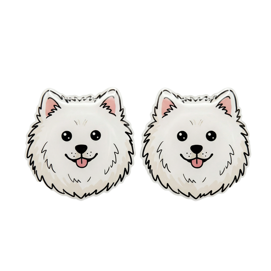 samoyed white titanium stud earringss with hypoallergenic titanium posts - nickel-free for sensitive ears, cute gift
