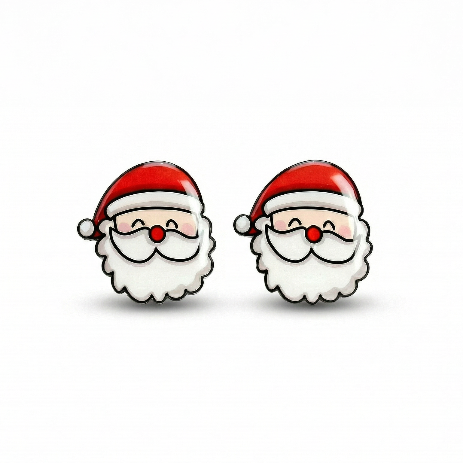 santa face stud earrings with hypoallergenic titanium posts - nickel-free for sensitive ears, cute gift