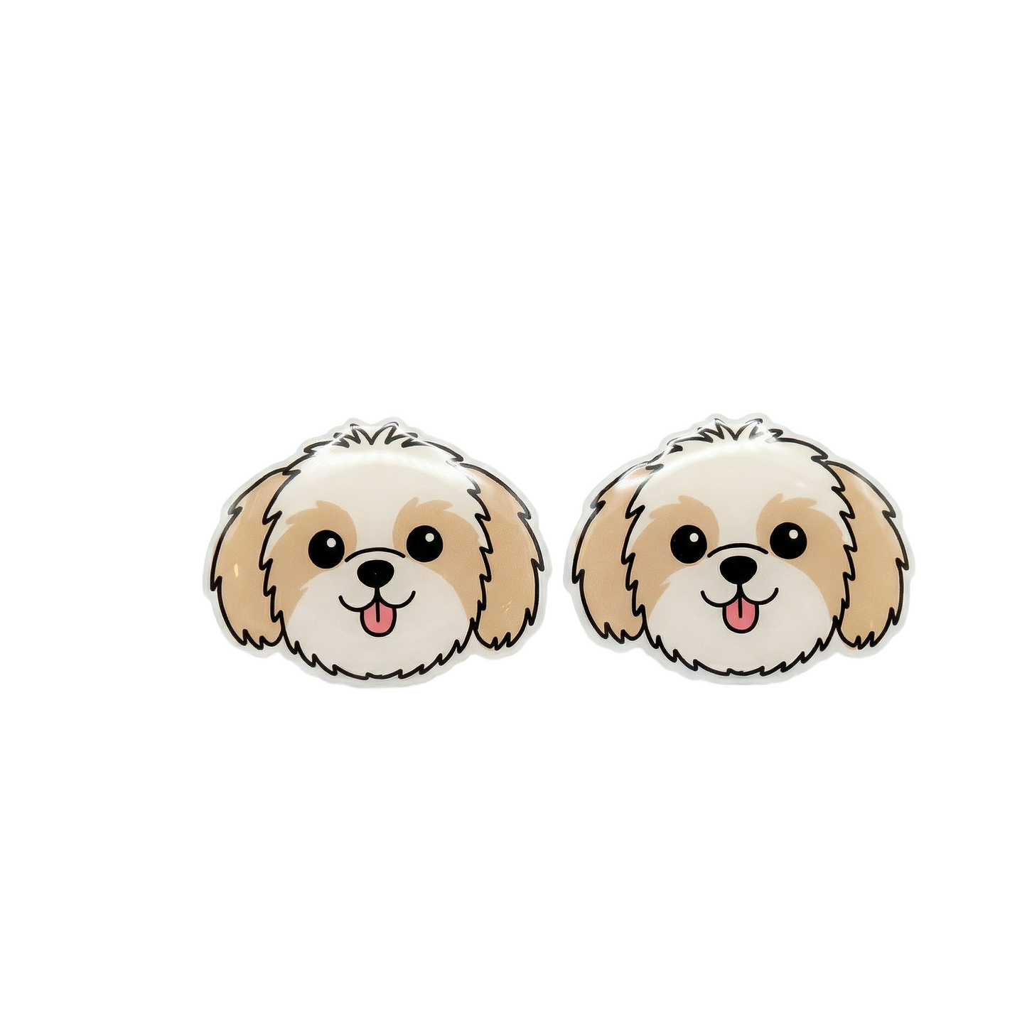 shih tzu tan & white titanium stud earrings with hypoallergenic titanium posts - nickel-free for sensitive ears, cute gift