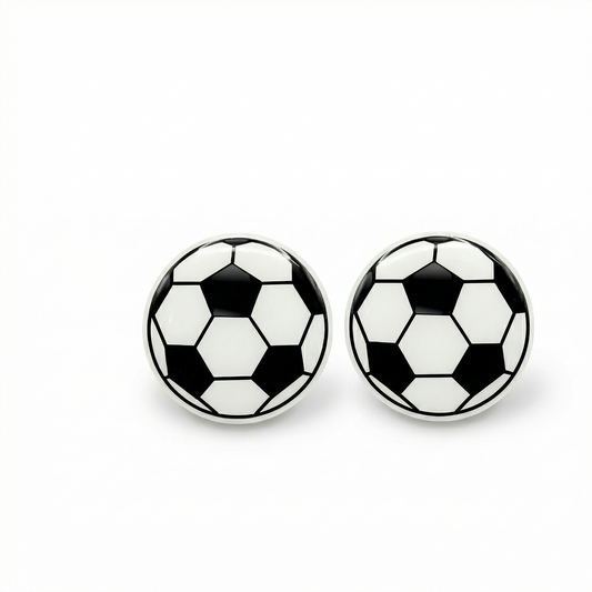 soccer ball stud earrings with hypoallergenic titanium posts - nickel-free for sensitive ears, cute gift