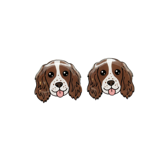 spaniel brown titanium stud earringss with hypoallergenic titanium posts - nickel-free for sensitive ears, cute gift