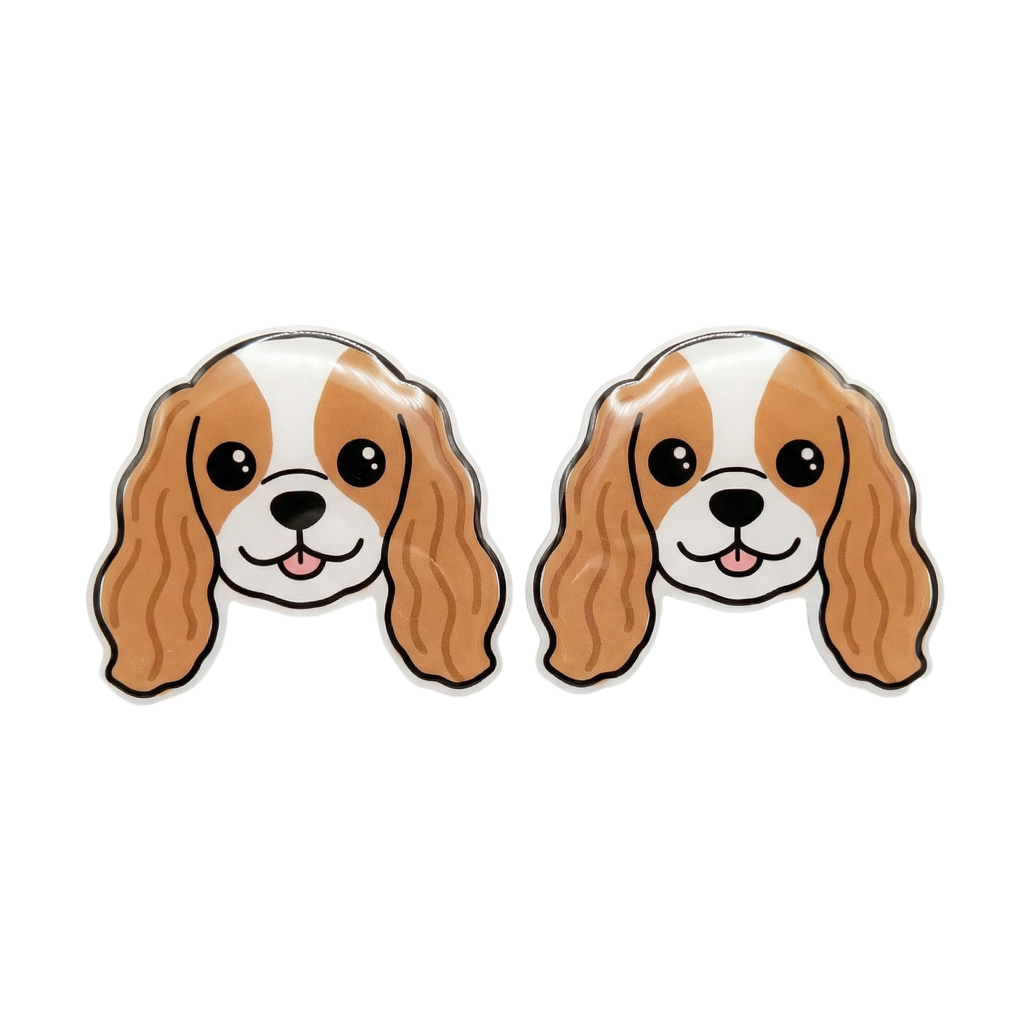 spaniel brown & white titanium stud earringss with hypoallergenic titanium posts - nickel-free for sensitive ears, cute gift