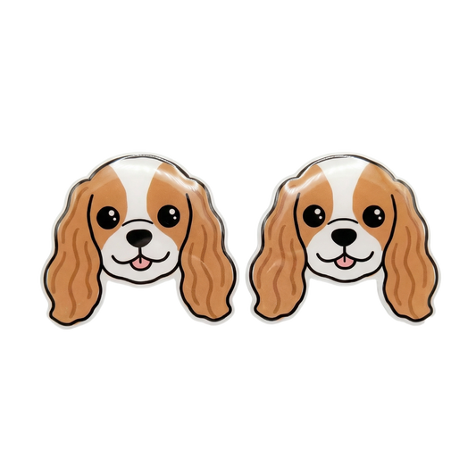 spaniel brown & white titanium stud earringss with hypoallergenic titanium posts - nickel-free for sensitive ears, cute gift