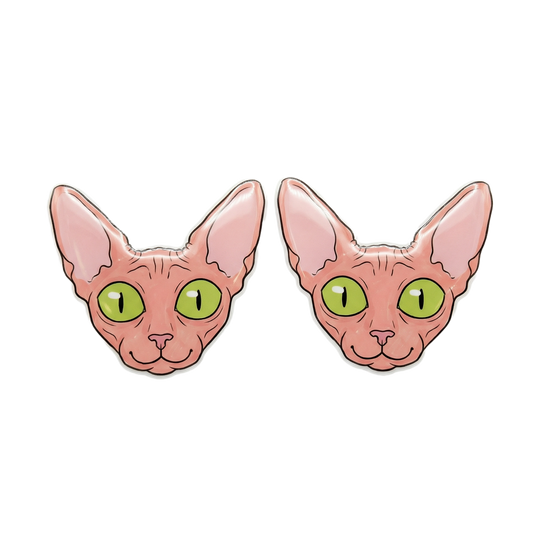sphynx cat titanium stud earringss with hypoallergenic titanium posts - nickel-free for sensitive ears, cute gift
