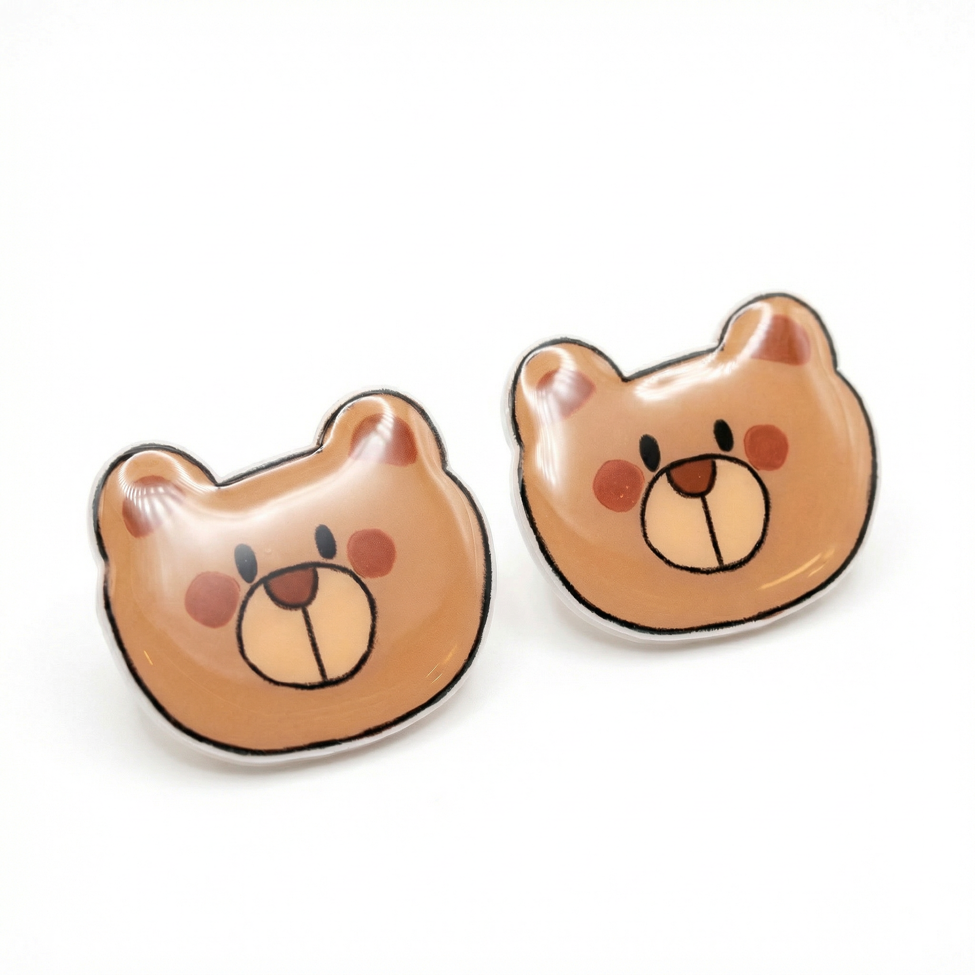 teddy bear face titanium stud earrings with hypoallergenic titanium posts - nickel-free for sensitive ears, cute gift