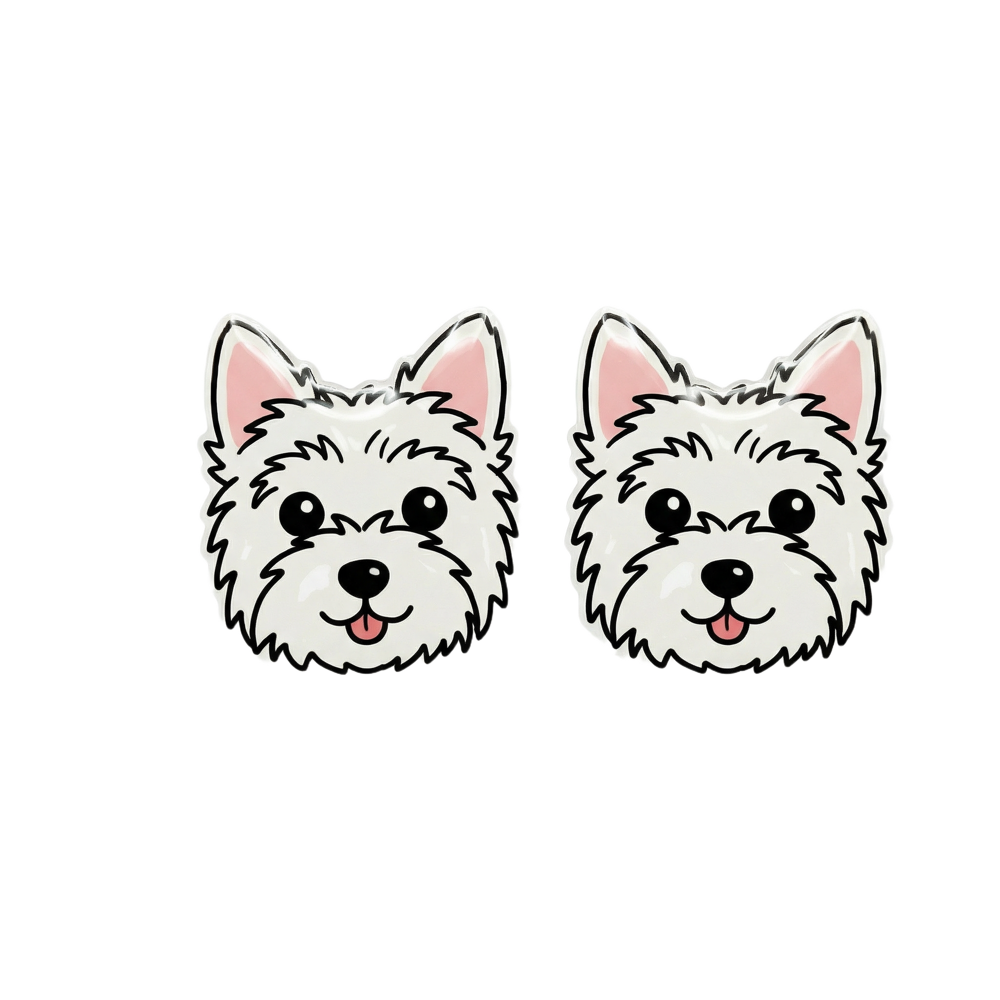 terrier white titanium stud earringss with hypoallergenic titanium posts - nickel-free for sensitive ears, cute gift