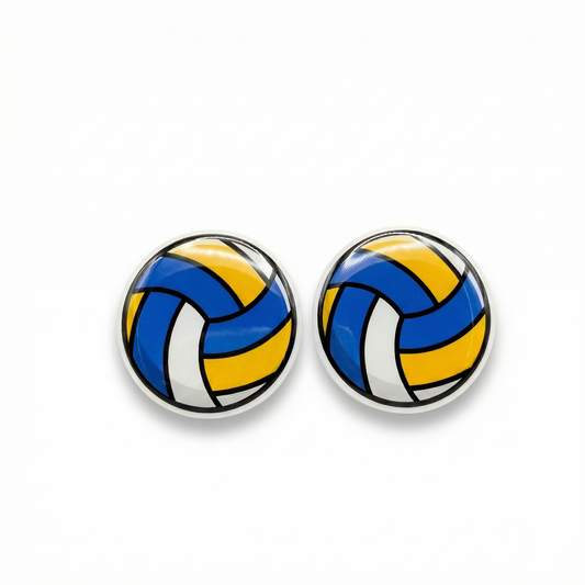 volleyball stud earrings with hypoallergenic titanium posts - nickel-free for sensitive ears, cute gift