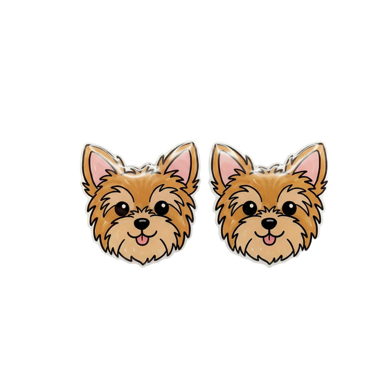 yorkshire terrier tan titanium stud earringss with hypoallergenic titanium posts - nickel-free for sensitive ears, cute gift
