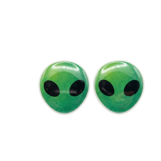alien stud earrings with hypoallergenic titanium posts - nickel-free for sensitive ears, cute gift