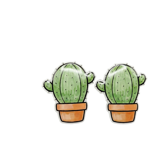 cactus stud earrings with hypoallergenic titanium posts - nickel-free for sensitive ears, cute gift