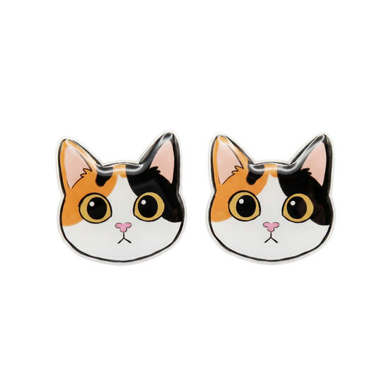 calico cat stud earrings with hypoallergenic titanium posts - nickel-free for sensitive ears, cute gift