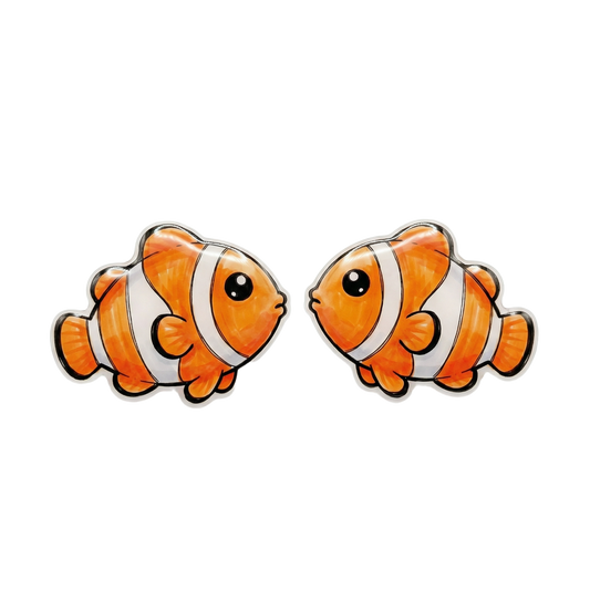 clownfish stud earrings with hypoallergenic titanium posts - nickel-free for sensitive ears, cute gift