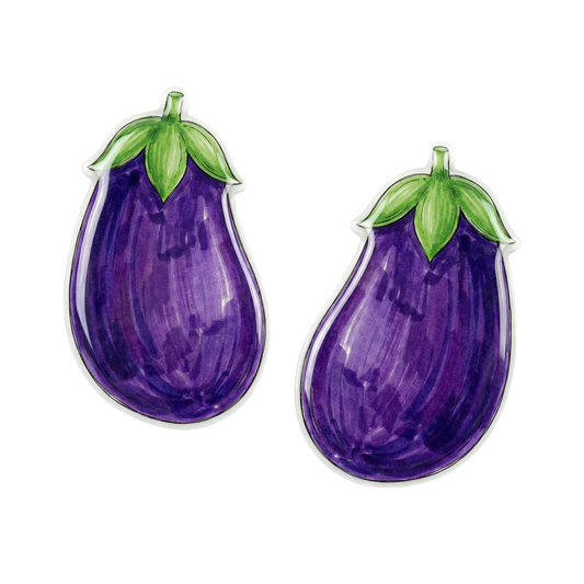 eggplant stud earrings with hypoallergenic titanium posts - nickel-free for sensitive ears, cute gift