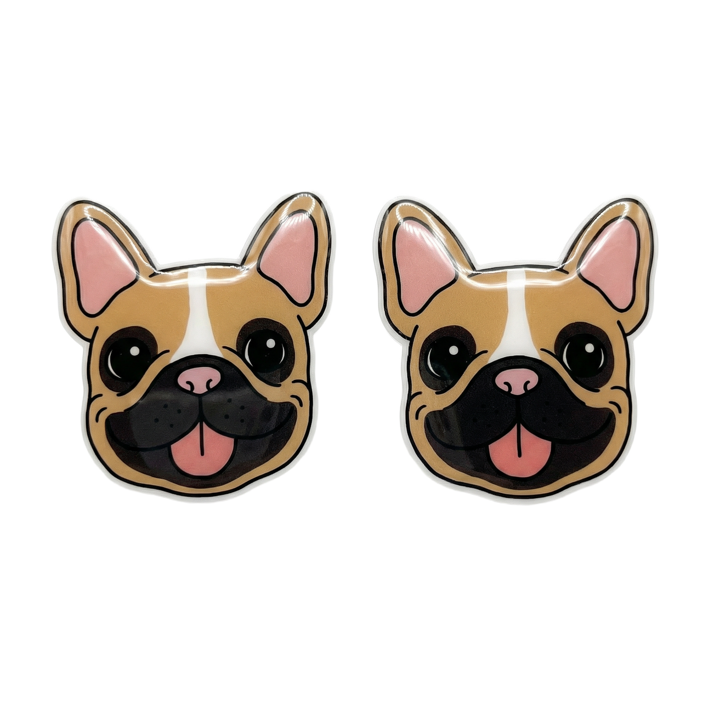 french bulldog tan & black stud earrings with hypoallergenic titanium posts - nickel-free for sensitive ears, cute gift