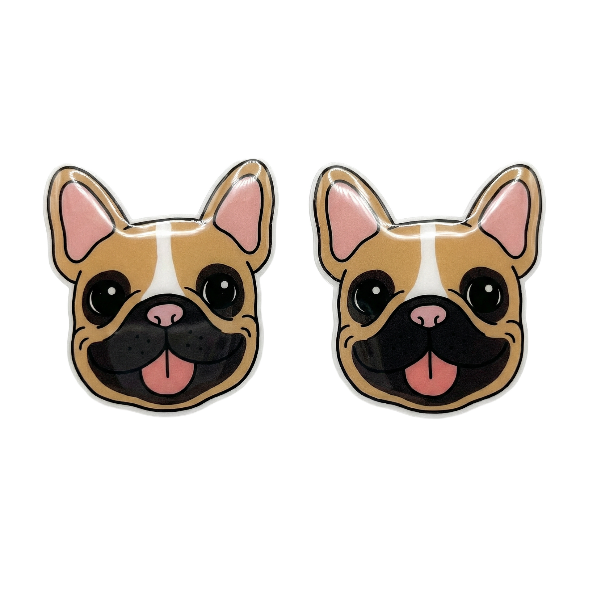 french bulldog tan & black stud earrings with hypoallergenic titanium posts - nickel-free for sensitive ears, cute gift