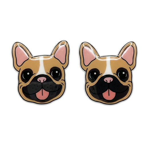 french bulldog tan & black stud earrings with hypoallergenic titanium posts - nickel-free for sensitive ears, cute gift