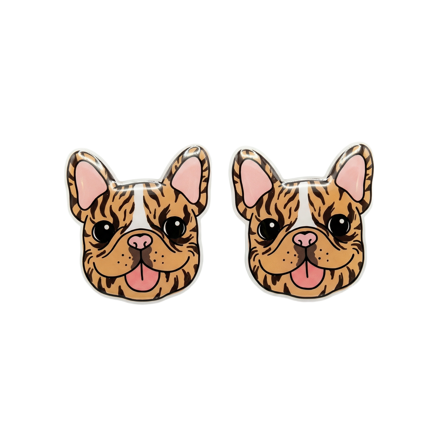 french bulldog tiger stripe stud earrings with hypoallergenic titanium posts - nickel-free for sensitive ears, cute gift