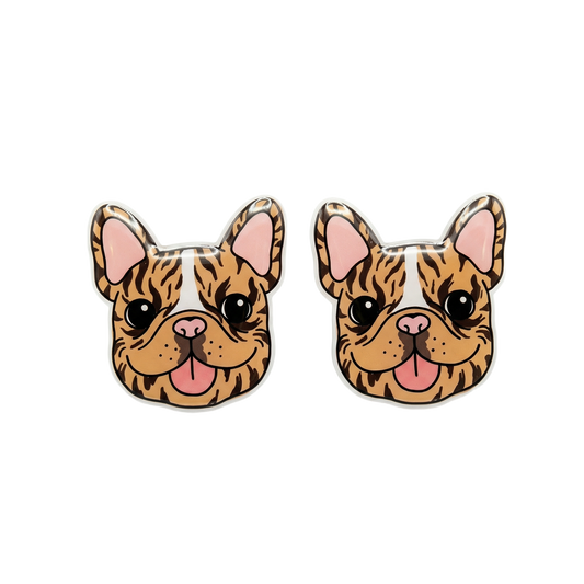 french bulldog tiger stripe stud earrings with hypoallergenic titanium posts - nickel-free for sensitive ears, cute gift