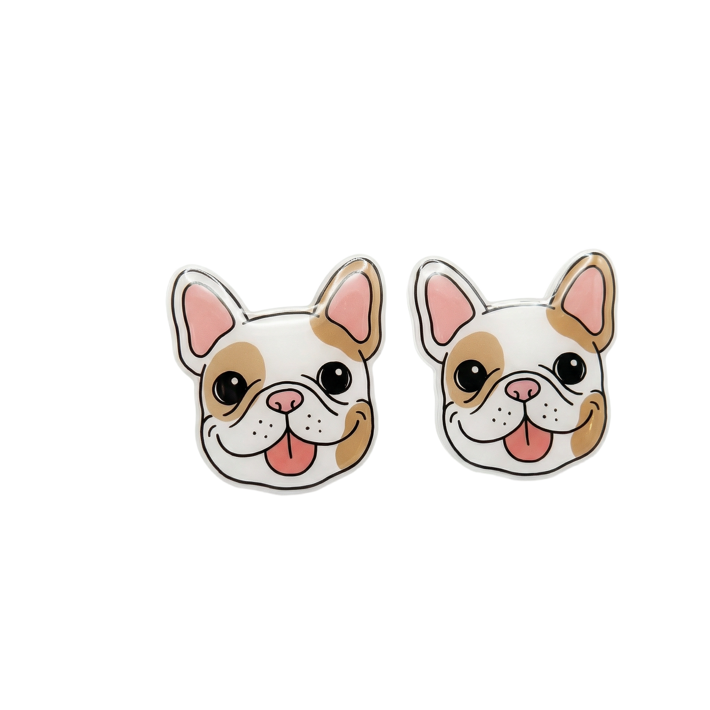 french bulldog white & tan stud earrings with hypoallergenic titanium posts - nickel-free for sensitive ears, cute gift