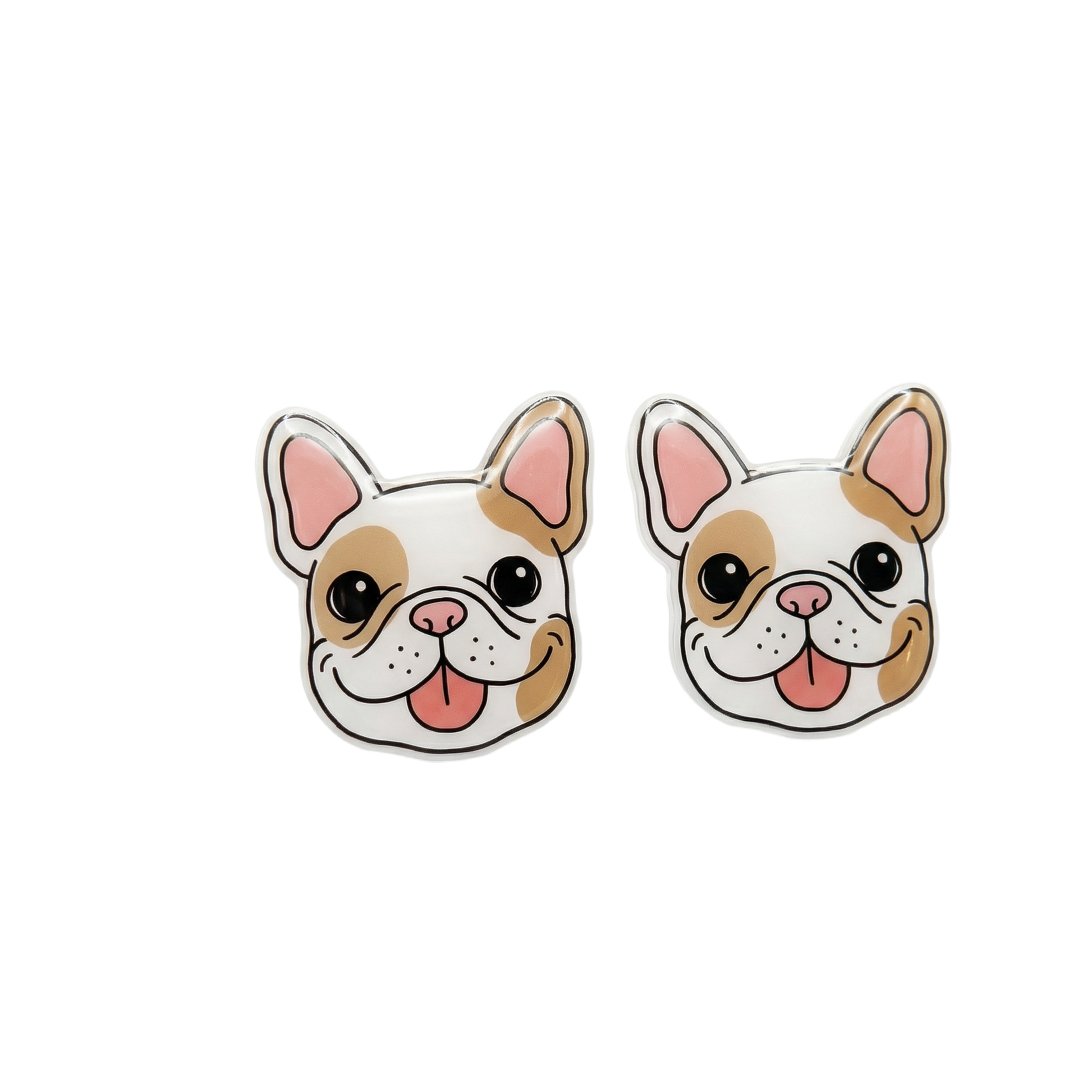french bulldog white & tan stud earrings with hypoallergenic titanium posts - nickel-free for sensitive ears, cute gift