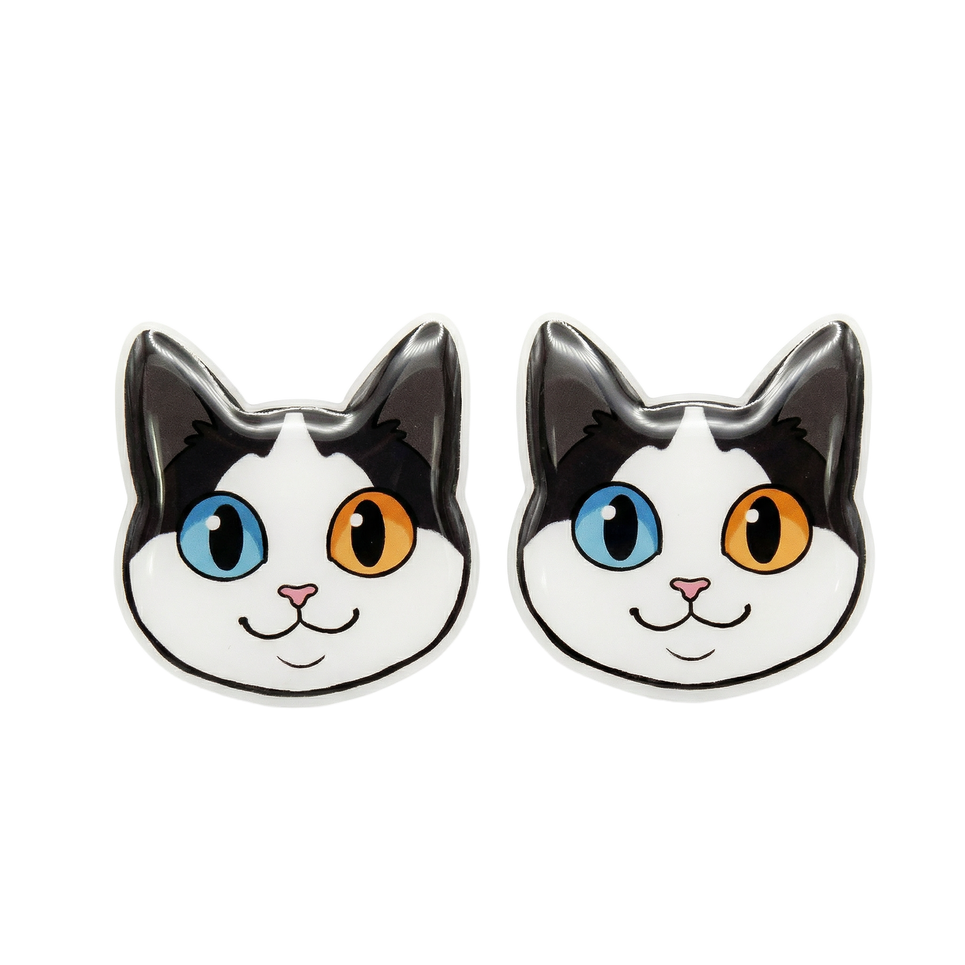 heterochromia cat black white titanium stud earrings with hypoallergenic titanium posts - nickel-free for sensitive ears, cute gift