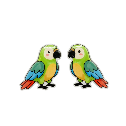 parrot stud earrings with hypoallergenic titanium posts - nickel-free for sensitive ears, cute gift