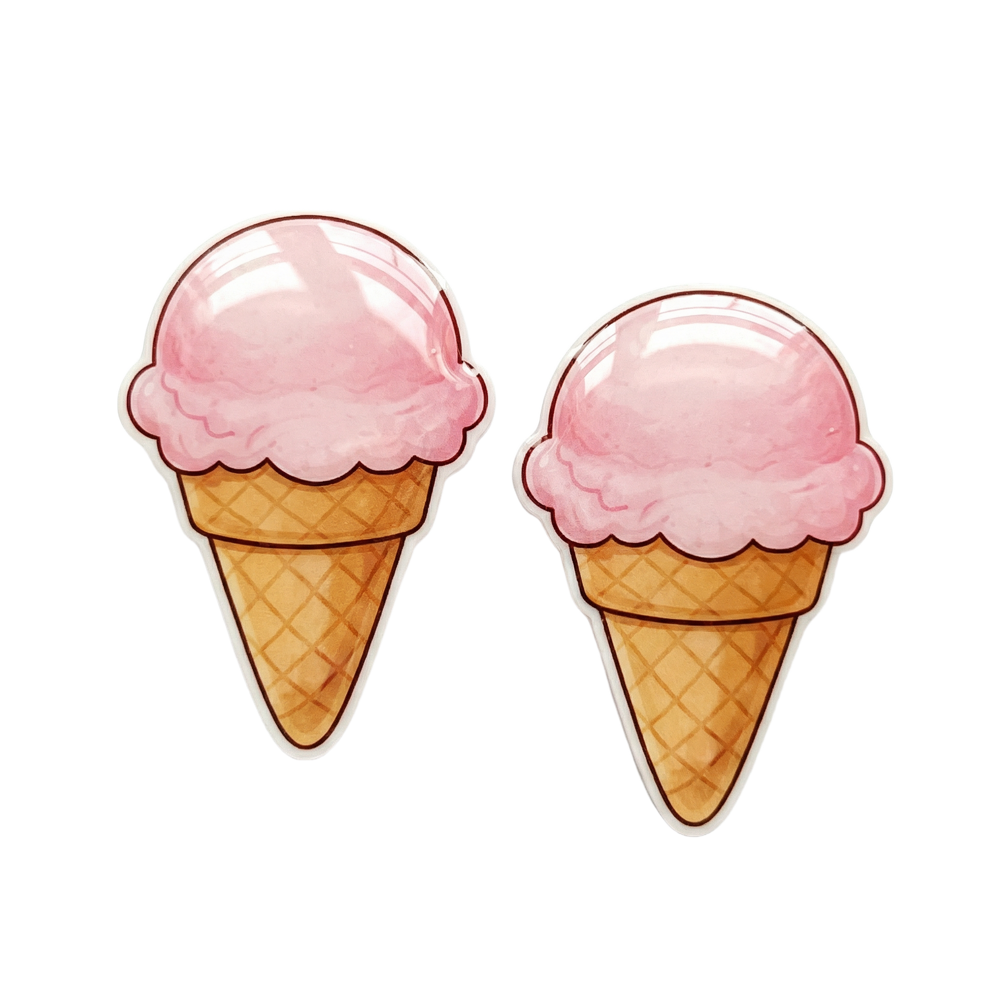 pink ice cream stud earrings with hypoallergenic titanium posts - nickel-free for sensitive ears, cute gift