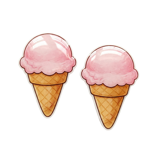 pink ice cream stud earrings with hypoallergenic titanium posts - nickel-free for sensitive ears, cute gift