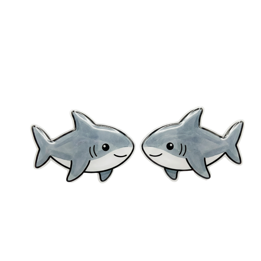 shark-titanium-stud-earrings stud earringss with hypoallergenic titanium posts - nickel-free for sensitive ears, cute gift